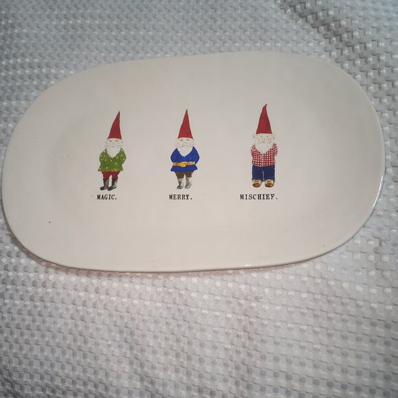 Rae Dunn Other - RAE DUNN EUC 14" OVAL GNOME MERRY MAGIC SERVING PLATE PLATTER